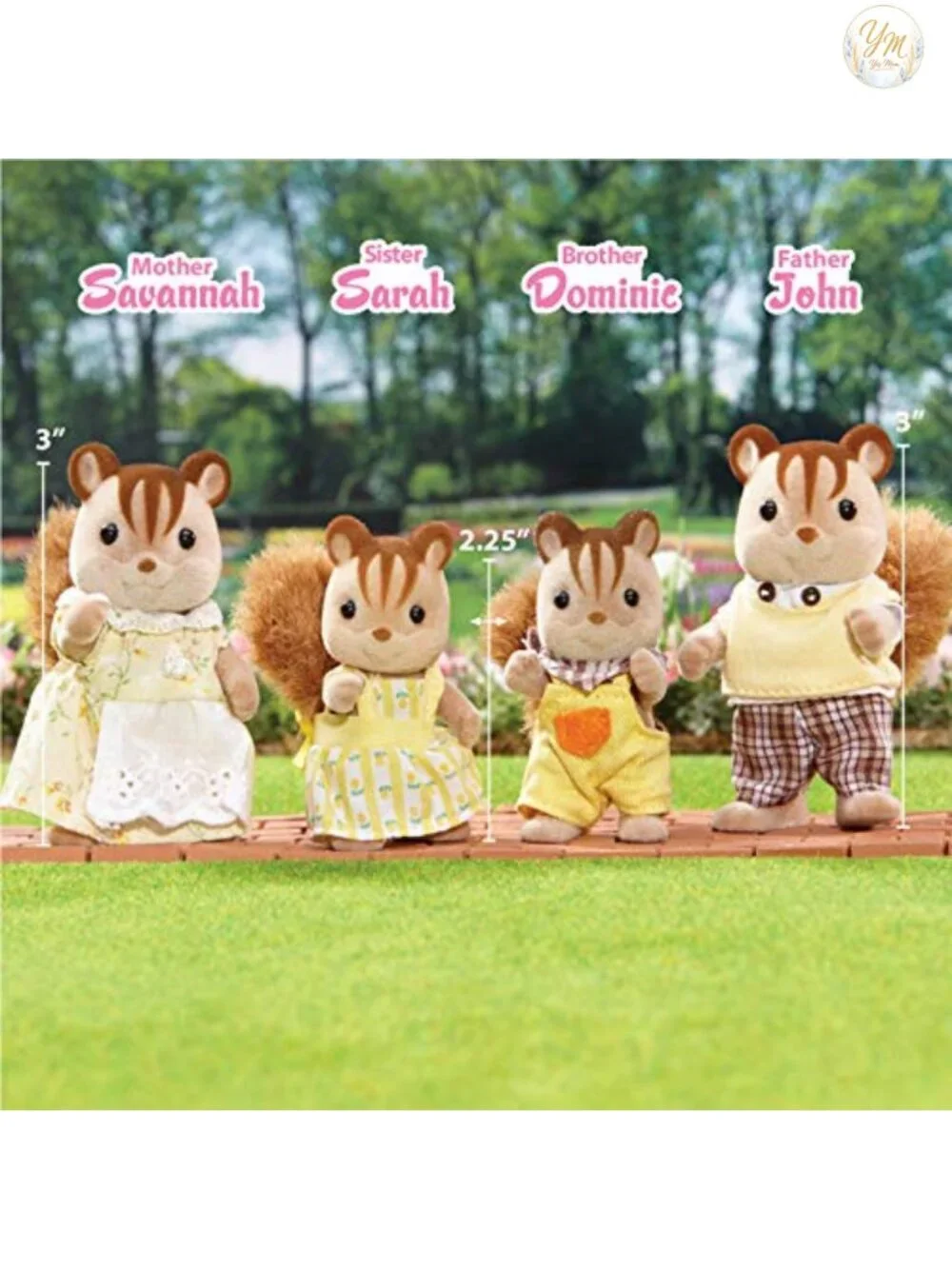 4-Piece Walnut Squirrel Family Collectible Doll Set with Removable Clothing